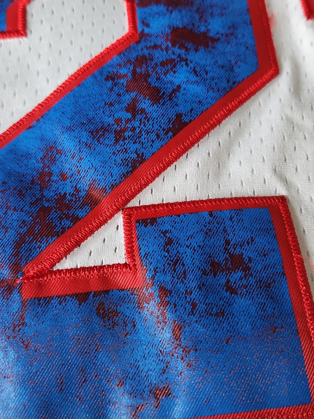 Champion White Tune Squad Basketball Jersey with Red & Blue Accents & JORDAN 23 - Picture 8 of 14